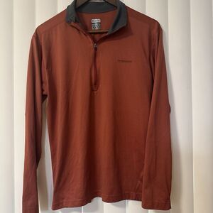 Columbia Titanium Pullover Mens M Orange 1/4 Zip Outdoor Hiking Lightweight